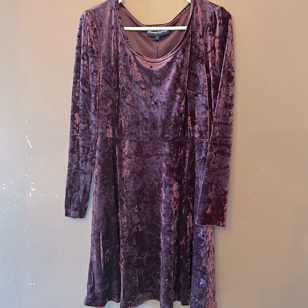 Princess Highway crushed purple velvet skater dress. Size 12
